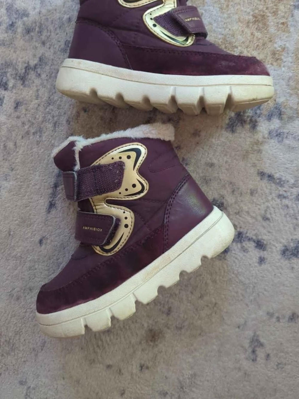 Geox Amphibiox Plum Suede Leather Winter Boots Size 8T / 24 Euro